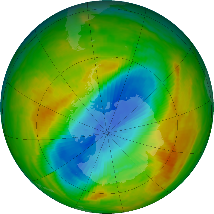 Antarctic ozone map for 05 November 1982